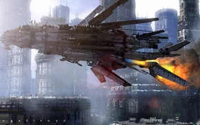 futuristic, spaceship, artwork