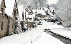 cities, England, snow, winter
