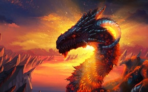 concept art, artwork, fantasy art, dragon, sunlight, magic