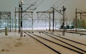 train station, snow, train