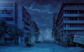 night, apocalyptic, city
