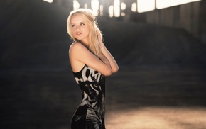 blonde, dress, tight clothing, girl, looking back