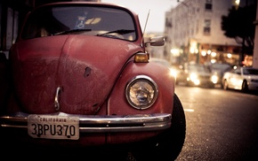 old car, city, closeup