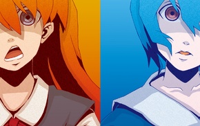 Neon Genesis Evangelion, Asuka Langley Soryu, anime, multiple display, Ayanami Rei