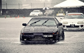 Supra, rain, sports car, drift, Nissan, old car