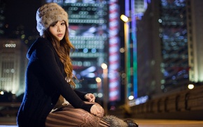 hat, girl, fur, Asian