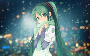 lights, winter, Vocaloid, snow, anime