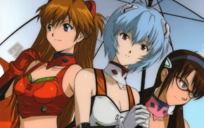 Neon Genesis Evangelion, Asuka Langley Soryu, Ayanami Rei, anime, umbrella