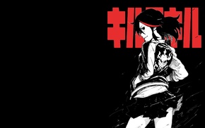 Matoi Ryuuko, black background, dark hair, skirt, anime, Kill la Kill