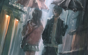 anime, rain, man