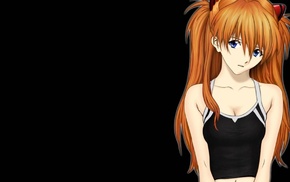 Asuka Langley Soryu, twintails, anime, black background, Neon Genesis Evangelion, simple background