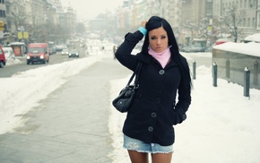 winter, girls, model