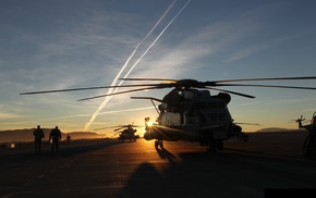 helicopters, aircraft, MH, 53 Pave Low, sunset