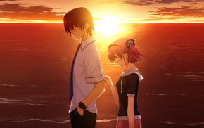 mood, evening, sunset, love, anime