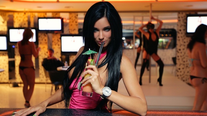 brunette, girl, girls